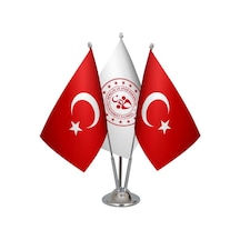 Masa Üstü Gençlik ve Spor Bakanlığı Bayrağı Türk Bayrağı Üçlü Kro
