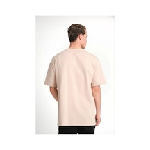 Modi Green Unisex Günlük Stil Kum Beji Sade Tasarım Rahat Kesim Tişört Bej