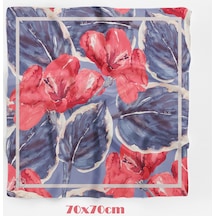 Kızıl Mavi Floral Desen 70 70cm Bandana/fular Çok Renkli