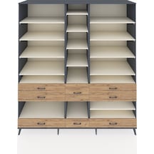Kronos Dolap 19 Raflı 8 Çekmeceli 220x59x243 Antrasit-aytaşı/çam Aytası/atlas Çam
