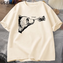 Flood Of Style Funny Boop The Bear T-shirt Funny Animal Printed Tshirt Summer Cotton Short Sleeve T Shirt Ca Haki