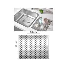 2 Adet Dikdörtgen Silikon Ayarlanabilir Kaydırmaz Lavabo Üst Ve İç Matı 33x28 Antrasit M-115 Silikon Diğer
