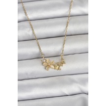 316l Çelik Zincir Gold Renk Çiçek Ve Kelebek Model Kadın Kolye - Tj-bko11038 Çok renkli