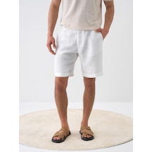 Xint Beyaz %100 Keten Regular Fit Şort 180279