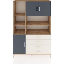 Hyperion Dolap 8 Raflı 4 Çekmeceli 3 Kapaklı 132x44x195 Çam-antrasit/aytaşı Antrasıt/aytası
