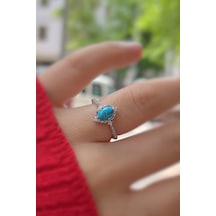 925 Ayar Gümüş Oval Firuze Taşlı Vintage Yüzük