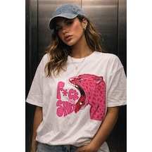 Yolo Street Fck This Baskılı Oversize Beyaz Tişört Y2k Kadın Streetwear T-shirt Beyaz