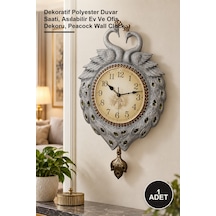 1 Adet Duvara Asmalı Tavuskuşu Saat Dekoratif Polyester Duvar Saati, Asılabilir Ev Ve Ofis Dekoru, Peacock Wall Clock Diğer