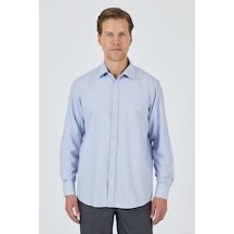 İmza Koyu Lacivert Sert Yaka Kendinden Desenli Classic Pamuklu Comfort Fit Gömlek 1004250220 Koyu Lacivert