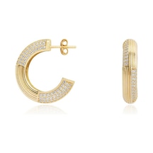 Diamond Line - Gülaylar - Sarı Altın 14 Ayar Trend Taşlı Küpe N11.9249