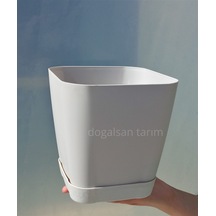 3,4 Lt Safir Saksı Kare Saksı Dekoratif Saksı Renkli Çiçek Saksı
