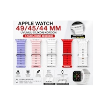 Apple Watch 49/45/44 Mm Uyumlu Silikon Kordon Kayış Ultra 2, Ultra, Series 10/9/8/7/6/5/4/se Uyumlu 5 Renk Seçeneği Mor - 907214134