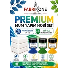 Premium Mum Yapım Hobi Seti - Parafin Wax 500 Gr - 3'lü Toz Mum Boyası Seti - Mavi, Yeşil, Sarı Bkfabpw5003mysr Karışık