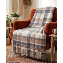 Dinarsu Cozy Life Pamuklu Skoç Battaniye 130 X 170 Cm Plaid İndigo