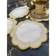 Shems Gold 6'lı Linen Keten Kahve Yanı Kokteyl Sunum Parti Peçete Krem