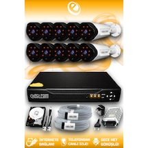 Elitcam 10 Kameralı Uzay 10 Dış Kamera Set 320 GB HDD Full HD Gece Görüşlü Güvenlik Kamerası Sistemi
