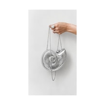 Aylesh Gümüş Abiye Çanta Deniz Kabuğu Tasarımlı Zincir Askılı Clutch El Ve Omuz Çantası Gümüş Gümüş