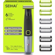 Erkekler İçin Seıhaı Özel Tıraş Makinesi, Ipx6 Su Geçirmez Elektrikli Vücut Kılı Kesme Makinesi, 6 Tarak Aparatı, Usb-c Hızlı Şarj, Led Pil Göstergesi, Sessiz Çalışma Diğer