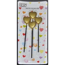 Çubuklu Kalp Mum 4lü Altın