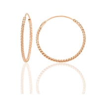 Gümüş Rose 26 Mm Sık Burgu Halka Küpe Barcode Rose