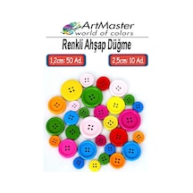 Renkli Ahşap Düğme 60 Adet 1 Paket Sanat Etkinlik Okul Kreş Anasınıfı 1.2cm 50 Adet 2.5cm 10 Adet Süsleme Düğmesi