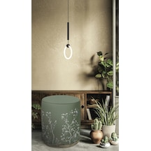 Bluehomeconcept Adawall Yeşil Çiçek Tasarımlı Puf