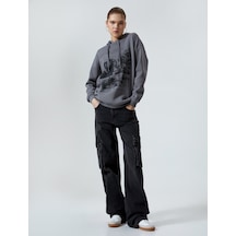 Koton Kapşonlu Sweatshirt Baskılı Uzun Kollu Gri 4sal10469ık Gri