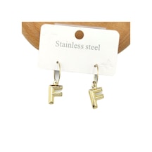 Çelik F Harf Halka Küpe