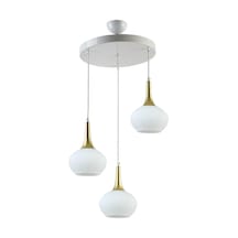 Nero Modern Tasarım Salon Cafe Mutfak Beyaz Renk Beyaz Camlı 3 Lü Avize Diğer