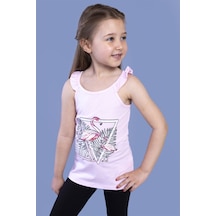 Toontoy Kids Toontoy Kız Çocuk Fırfır Detaylı Flamingo Kabartma Baskılı Atlet Açık Pembe
