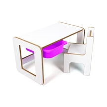 Çocuk Oyun, Aktivite Ve Etkinlik Masası, Beyaz-lila, 18mm Mdf Beyaz