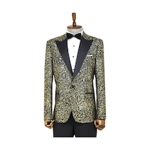 Wessi Tüy Desenli Slim Fit Erkek Smokin Ceket - Siyah