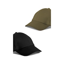 Unisex Siyah Ve Haki Rengi 2'li Beyzbol Şapka Seti - Unisex