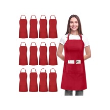 12 Paket 2 Cepli Ayarlanabilir Önlük, Su Ve Yağa Dayanıklı Kırmızı, 12 Paket Diğer