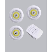 Çok Amaçlı Kullanım İçin Kablosuz Yapışkanlı 3 Lü Uzaktan Kumandalı Led Spot Lamba Adaptor Sec-Kumanda-Metraj Seç Yok-Kumanda-Yok