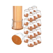 24 Adet Yuvarlak Sandalye Pabucu T:3,6cm U:3,6cm Şeffaf Silikon İnce Keçeli Sandalye Pabucu Şeffaf