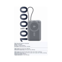10000mah Taşınabilir Pil Şarj Cihazı, 15w Magsafe Ve 22.5w Pd İle Gri Renk Standart