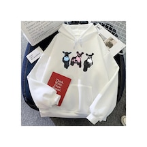 Tarzsokak Beyaz Jazmin-fasulye Koyun Grafik Hoodies Sudaderasuzun Kollu Un