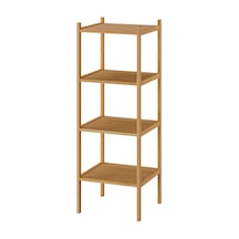 Bambu Banyo Raf Ünitesi 37x37x104 Cm Meridyendukkan Kare Model 4 Kat Banyo Düzenleyici Doğal