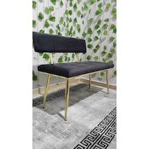 Özcan Metal Metal Ayaklı Sırtlı Gold Mutfak Salon Antre Yatak Odası Puf Bank Oturak Bench Antrasitgri