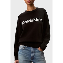 Calvin Klein % 100 Pamuk Logolu Bisiklet Yaka Örme Kazak Lv044g313gub1 Bayan Kazak Lv044g313g Ub1 Siyah