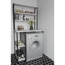 Çamaşır Makinası Dolabı Çamaşır Makinası Üstü Çok Raflı Düzenleyici Metal Banyo Dolabı Beyaz Renkli