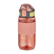 Tkk Pembe Silikon Pipetli Tritan Suluk Matara500 ML  - Çocuk, Yetişkin Için Uygun
