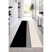 Siyah Kaymaz Tabanlı Modern Kesme Rulo Yolluk Halı Vh017n11