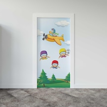 Kapı Giydirme Kapı Sticker Folyosu Uçak Çiçekler
