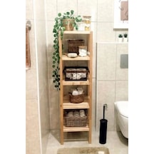 Ahşap 5 Raflı Açık Banyo Dolabı Banyo Düzenleyici Raf Mob111 Çam Çam
