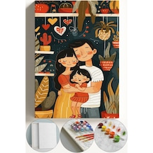 Sayılarla Boyama Çerçeveli Hobi Seti Numaralı Tuval Fırça Boya Dahil Kasnaklı 40x50 Cm Anneler Günü