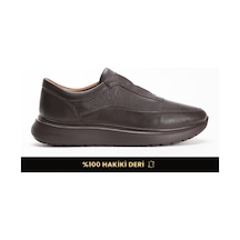 Fame Step Hakiki Deri Erkek Yürüyüş Ayakkabısı Casual Comfort Ayakkabı Günlük Rahat Taban Ortopedik Bağcıksız Ortopedik Ayakkabı Kahverengi Sneaker Genoa