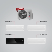 Arçelik 1+4 Multi Sistem 36100 MD Pro Dış Ünite 2 Adet 9 BTU Beyaz + 12 BTU Siyah + 18 BTU Beyaz İç Üniteler Duvar Tipi Klima
