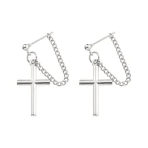 Qianyi 1 Çift Çapraz Zincir Küpe - Kadın Bungee Kulak Klipsi, Deliksiz Süper Moda Kırmızımsı Kahverengi